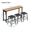 Dining Set Breakfast Bar Table and 3 Stools Industrial Kitchen Dining Room HT