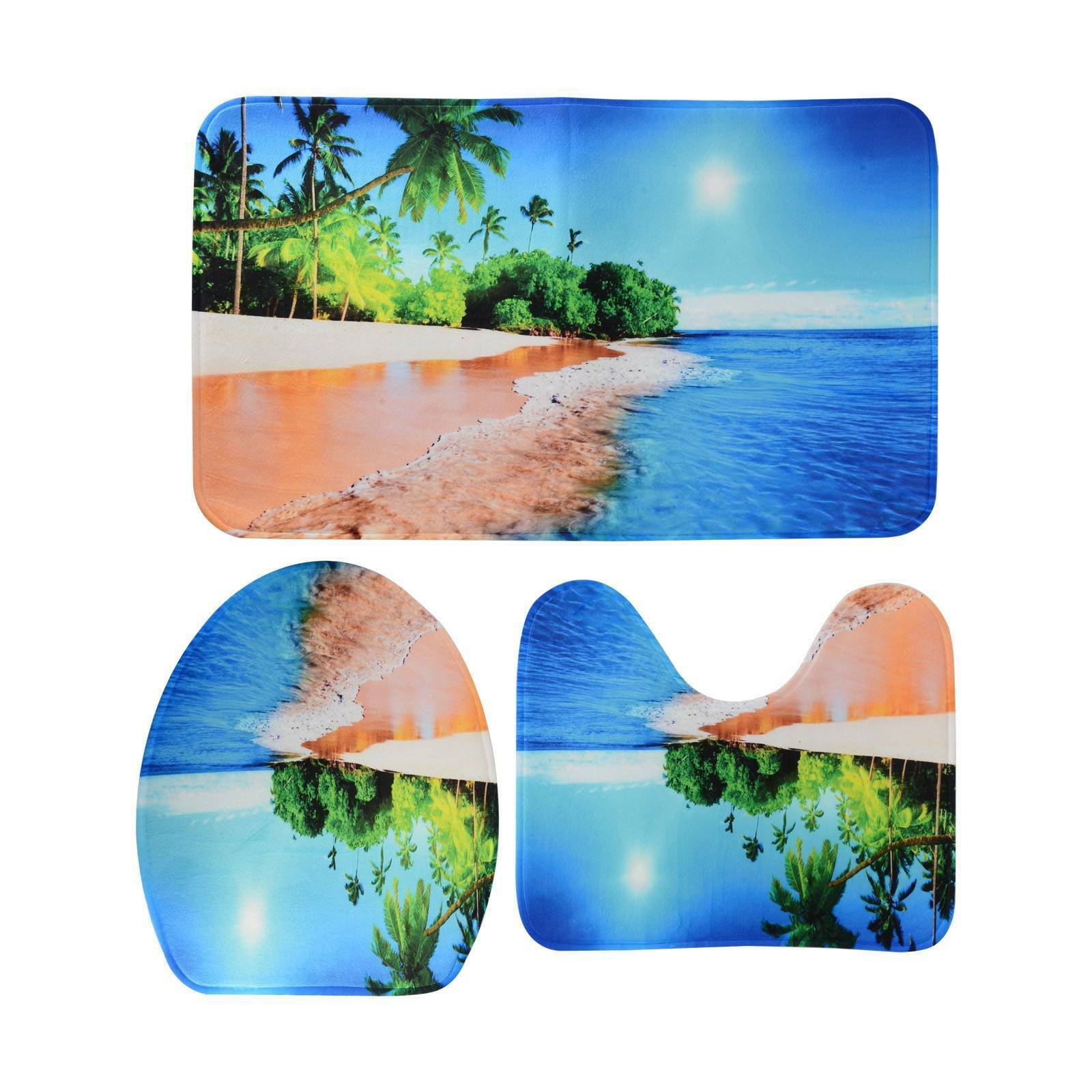 3* toilet pedestal rug Pedestal Rug Toilet Lid Cover Bath Mat Bathroom Set Décor