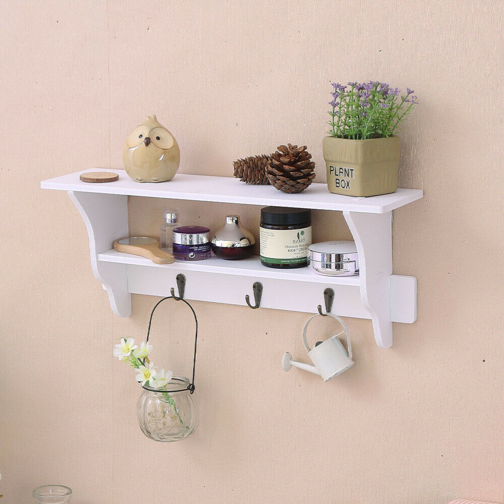 New White Floating Wall Shelves Display Storage Shelf Wall Wood Unit Rack UK
