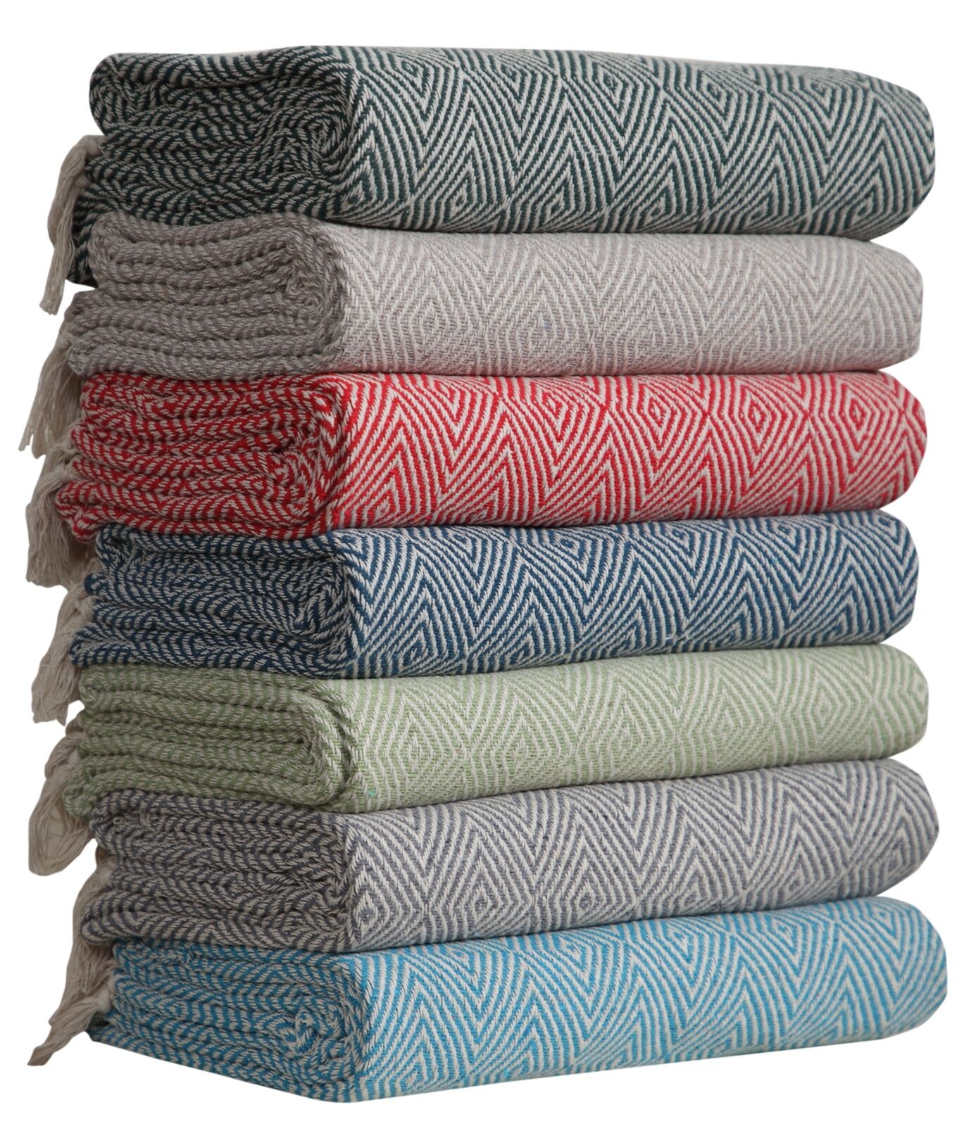 Luxury Reversible Super Soft Cotton Diamond Lrg Throw For Sofa Bed, 150 x 200cm