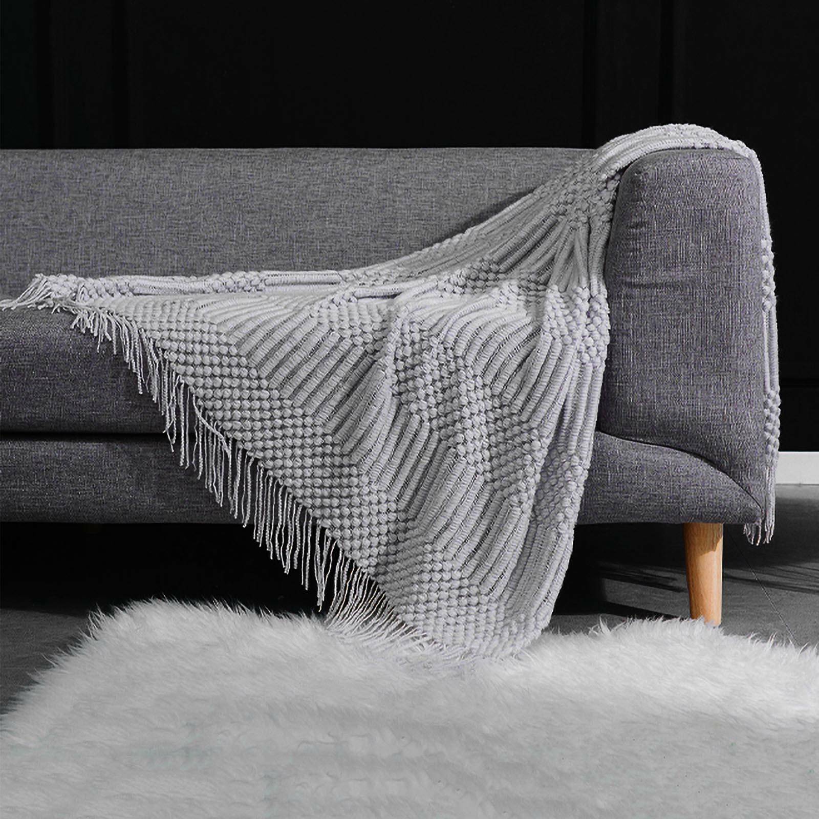 Chunky Knitted Thick Soft Blankets Hand Yarn Bulky Knit Throw Sofa Bed Blanket