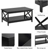 Side Tea Table Wood Coffee Table Modern X Designed Shelf for Living Room Teapot