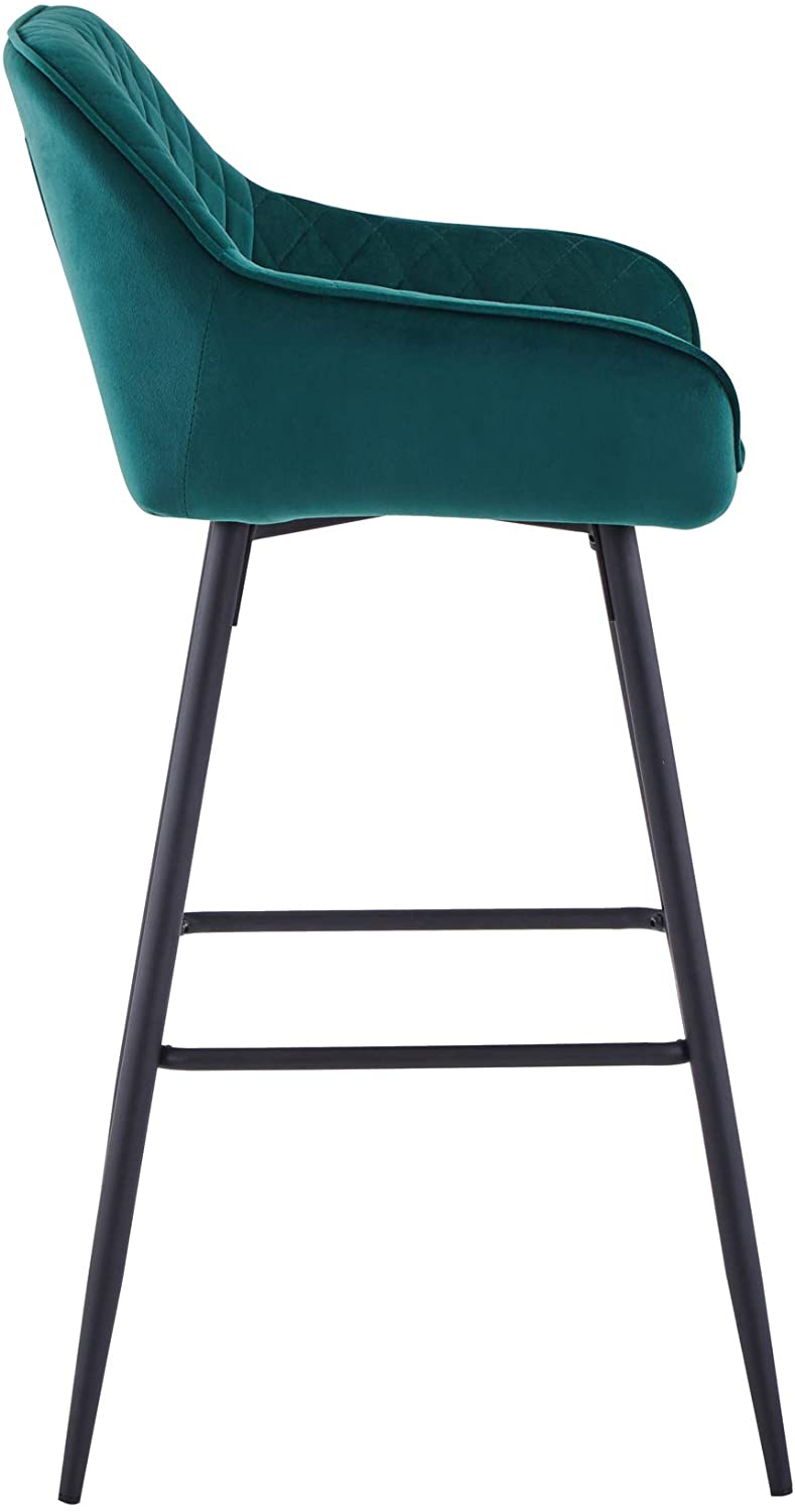 Bar stools Set of 2 Velvet Fabric Upholstered Seat with Backrest & Legs