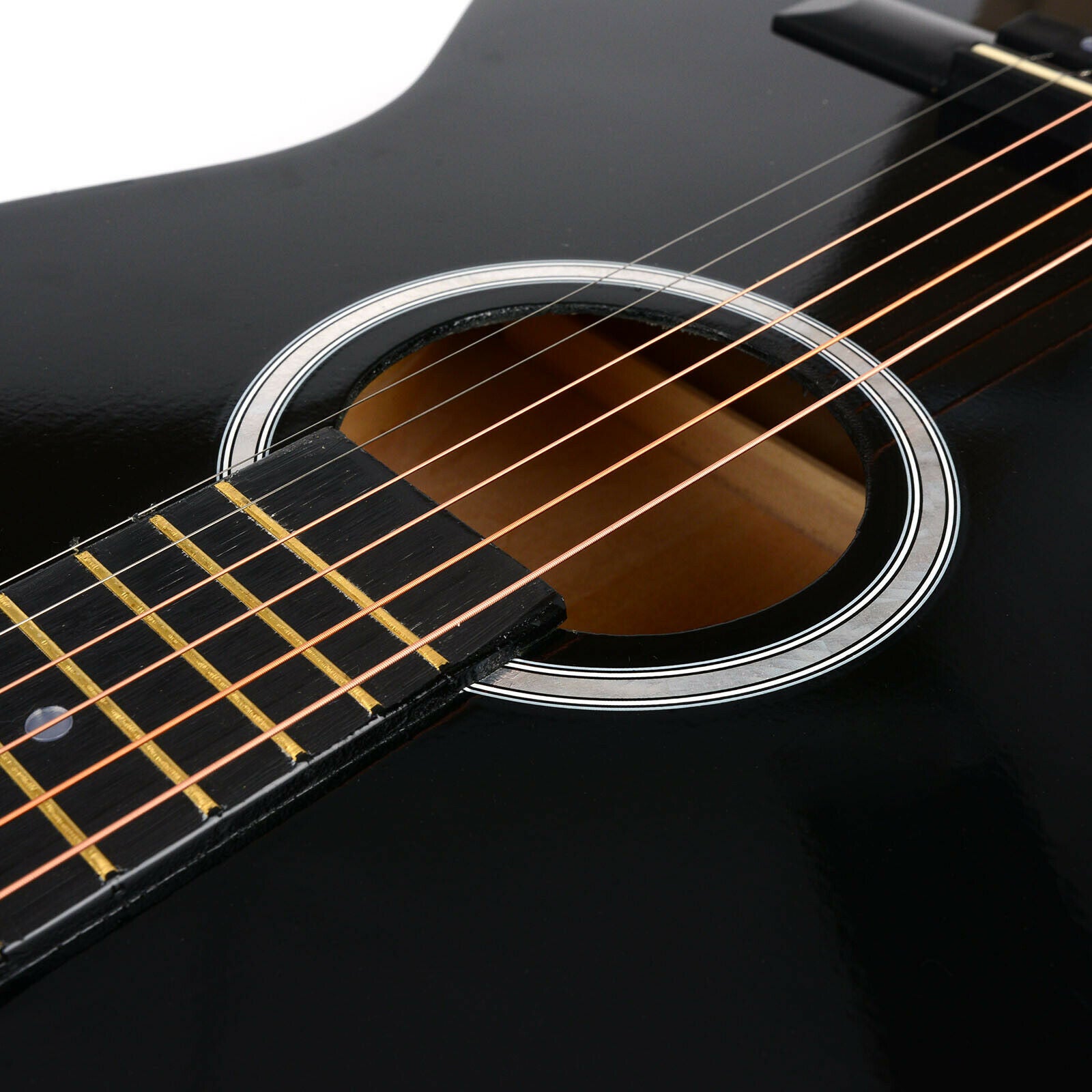 NEW Excellent Black 39" Full Size 6 String Steel Strung Acoustic Guitar UK