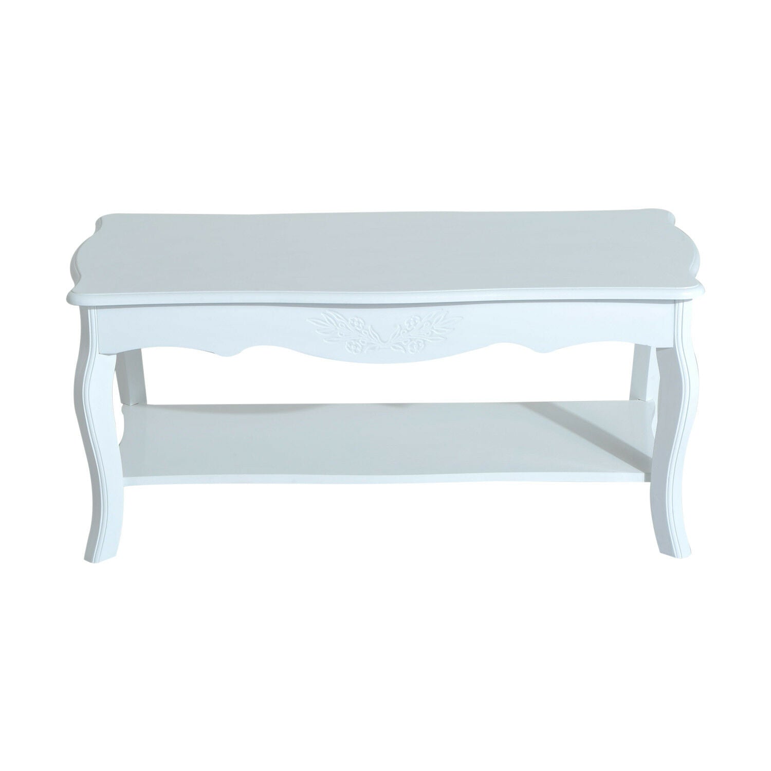 Wooden Coffee Tea Table Modern White Shelf Storage Living Room Home Furniture