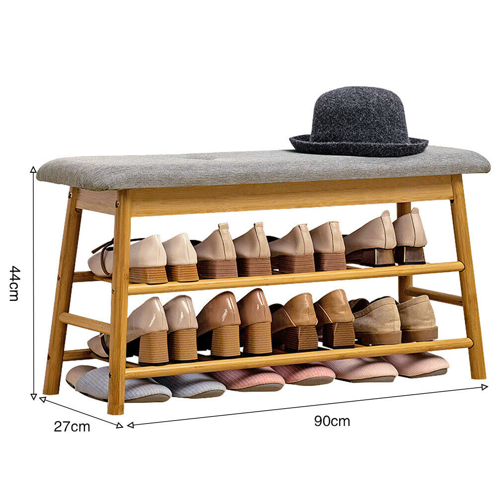 3 Tier Shoe Bench Shoes Storage Rack Cabinet Padded Seat Cushion Stool Hallway