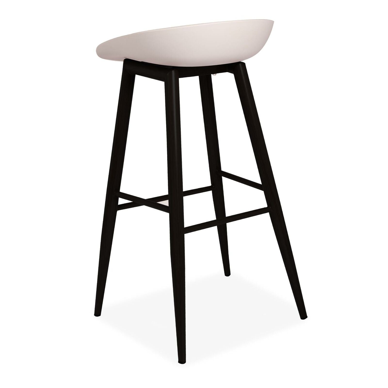 2x Light Grey Barstools Plastic Seat and Black Metal Legs Home Kitchen Bar