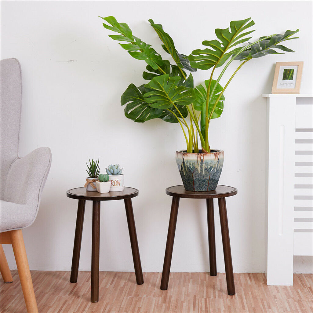 2x Small Side Table Round End Table Wood Plant Stand 3-Legs Stool Furniture Home