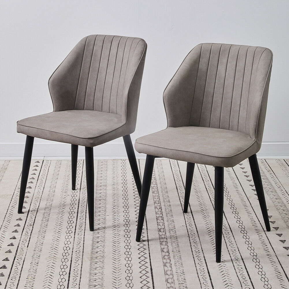 2× Kitchen Dining Chairs Faux Leather Soft Seat Angel Back Restaurant Chair Set