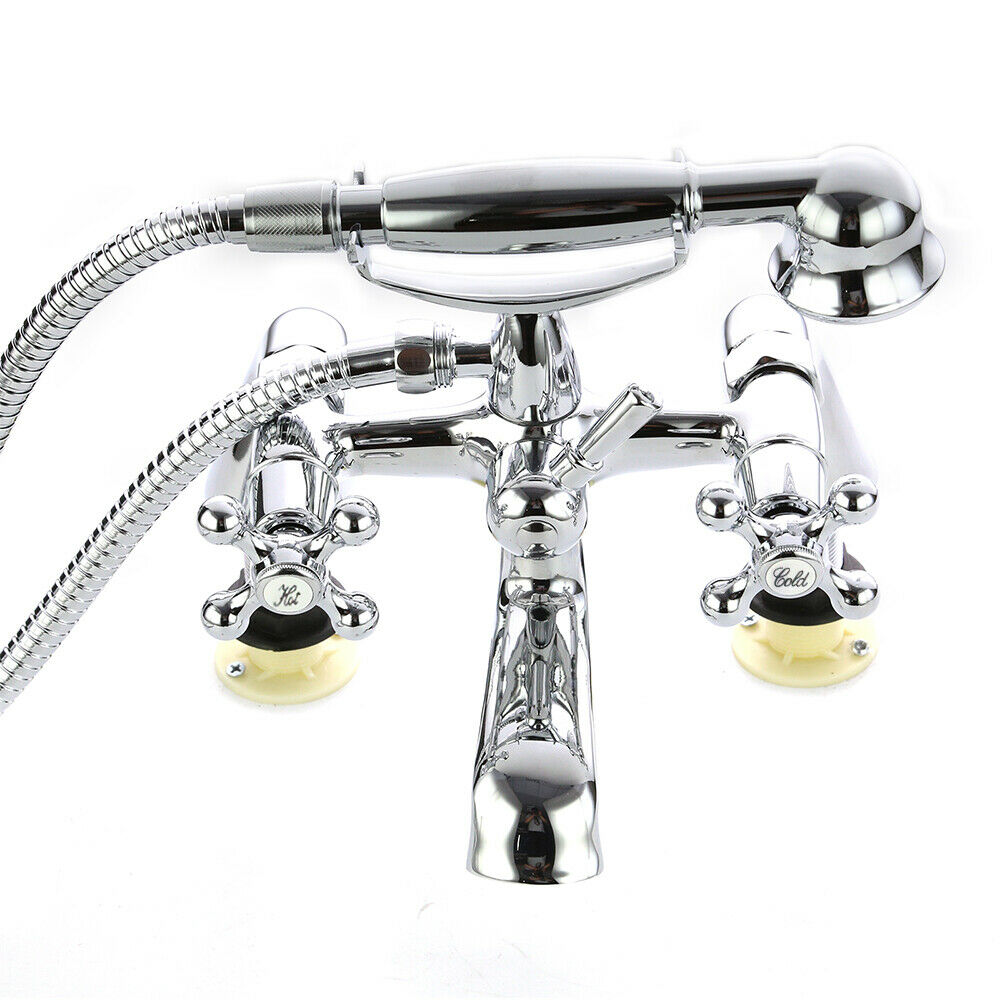 UK Traditional Bath Filler Shower Mixer Tap with Handset Bathroom Taps Chrome