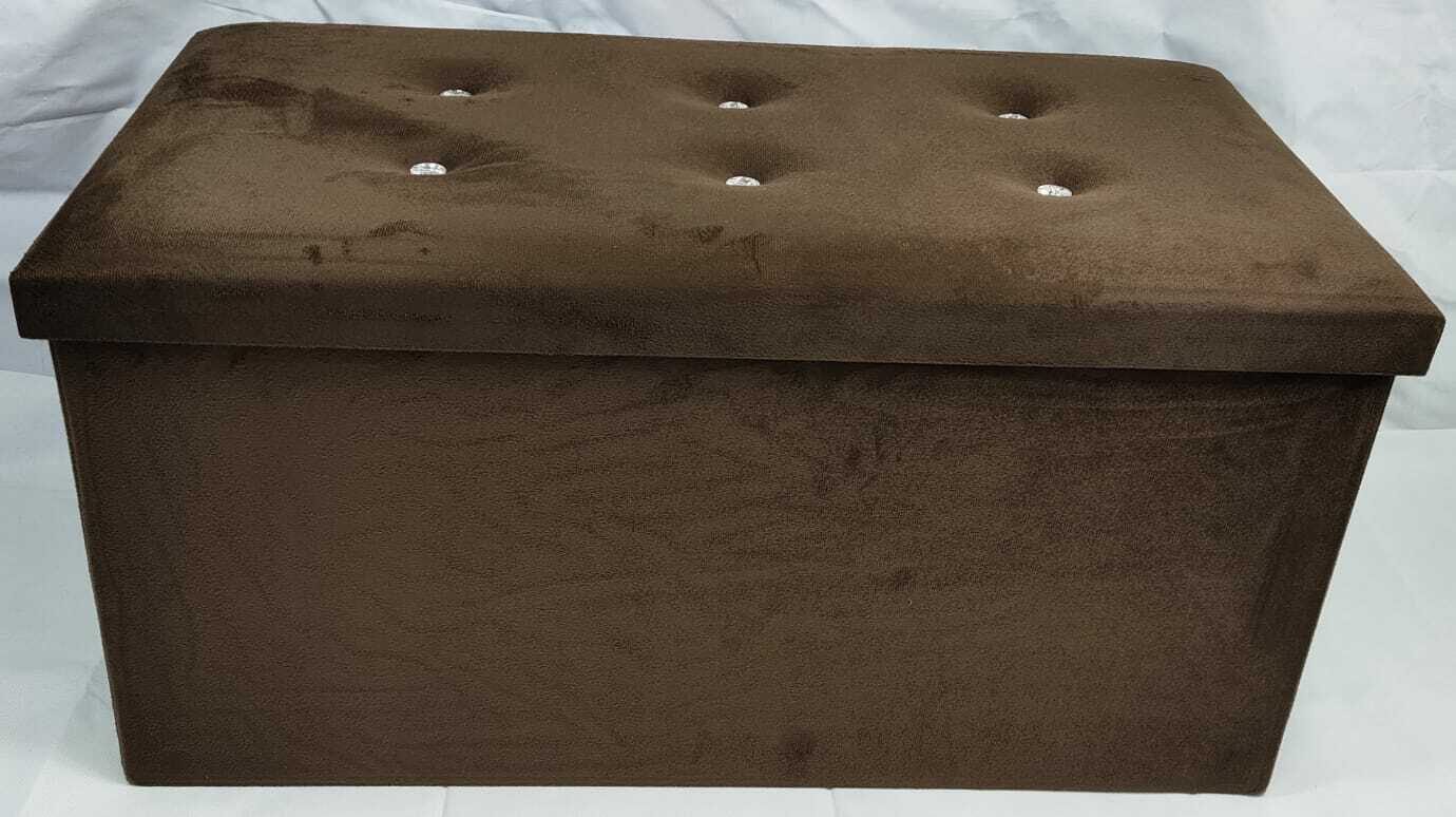 Soft Velvet Diamante Ottoman Folding Storage Box Footstool Seat new colour