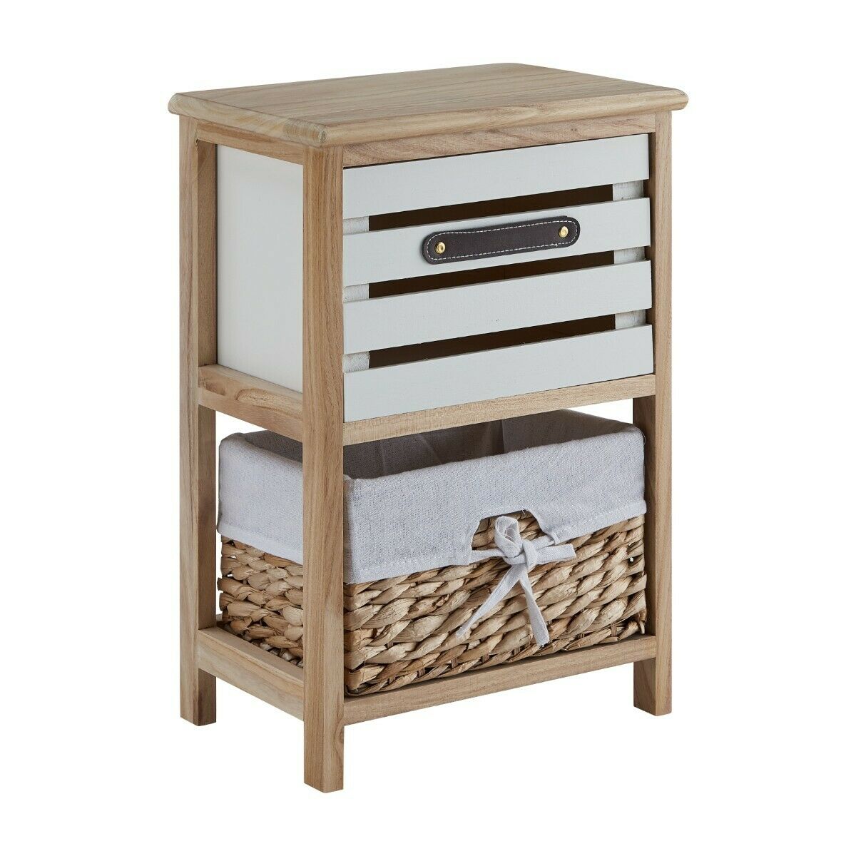 Bedside Bedroom Bathroom Table Cabinet Nightstand Storage Unit Wooden Wicker New