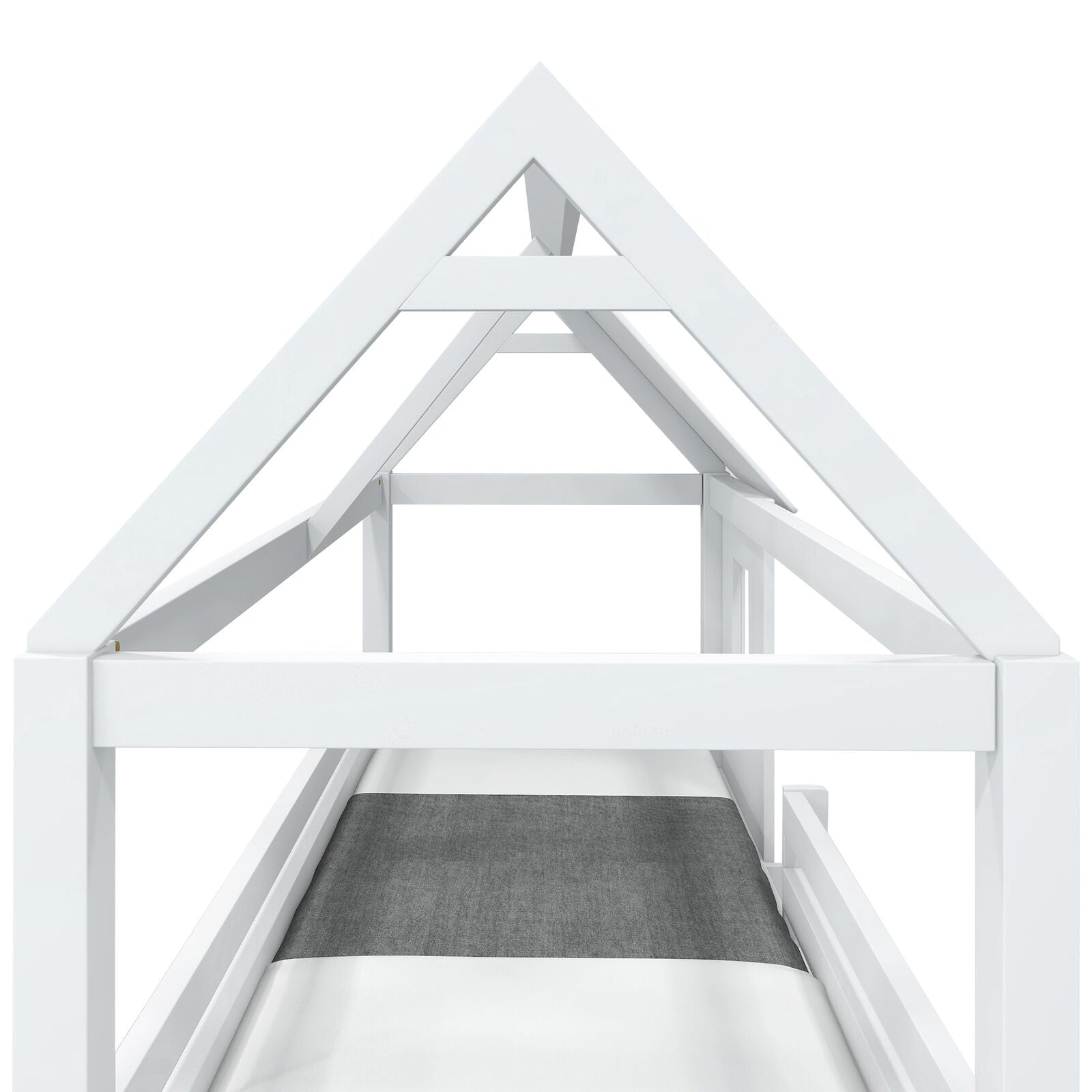 3FT Single Bunk Bed Treehouse Wooden Frame Kids Sleeper Pine House Canopy HT