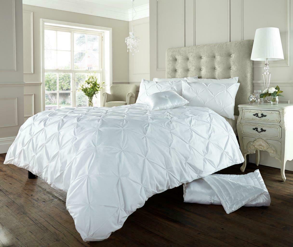 Pintuck Pleated Alford Duvet Cover Set Bedding With Pillowcase All Sizes Colours