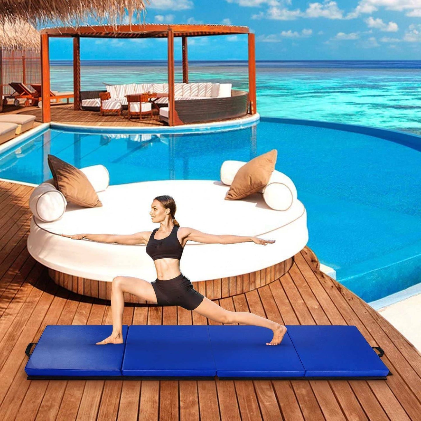 4-Folding Gymnastics Mats Yoga Mat Gym Exercise Workout Fitness Foam Mats UK