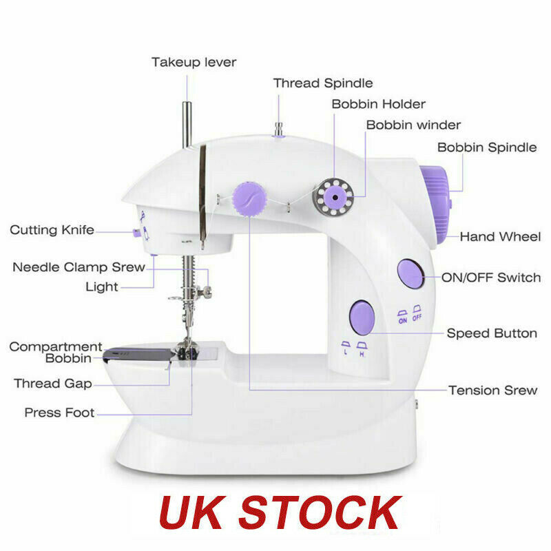 14 Stitch Electric Mini Sewing Machine Overlock 2 Speed Foot Pedal + Needles Kit