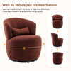 Swivel Tub Chair Teddy Fabric Accent Armchair Barrel Chairs Reading Chair HT
