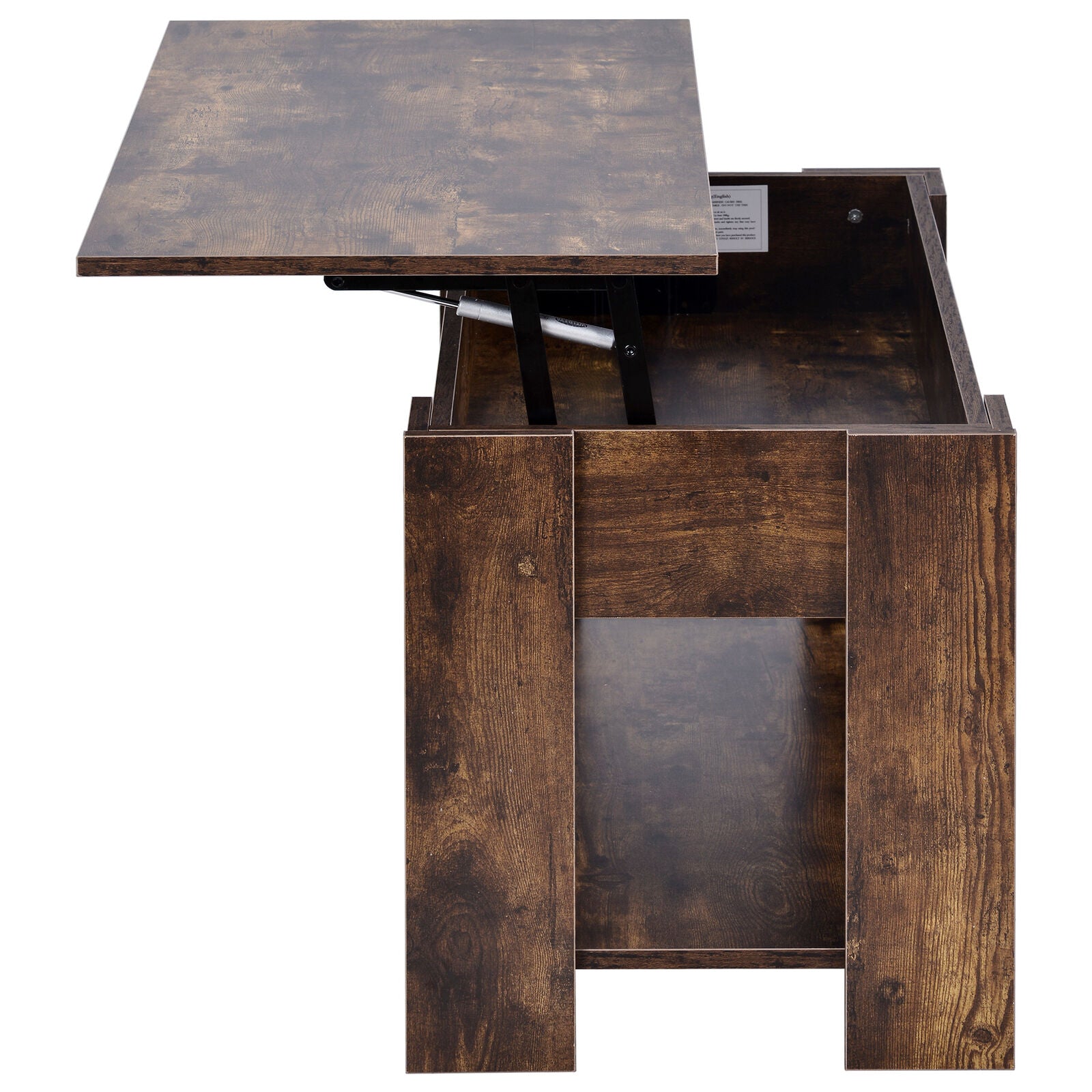 2 Tier Coffee Table With Lift Up Top Wood Living Room Sofa Table Storage Shelf