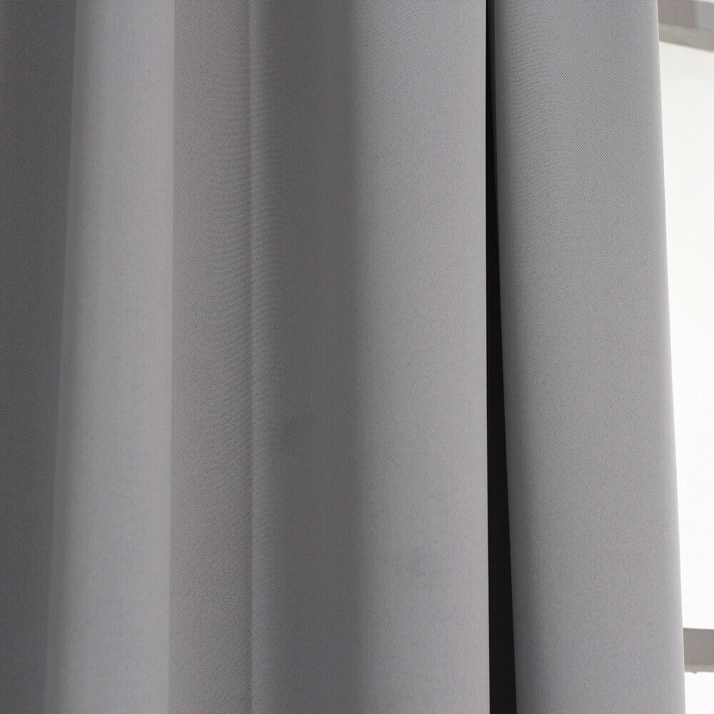 2xCurtains Blackout Pencil Pleat top Rod Pocket Window for Bedroom Grey