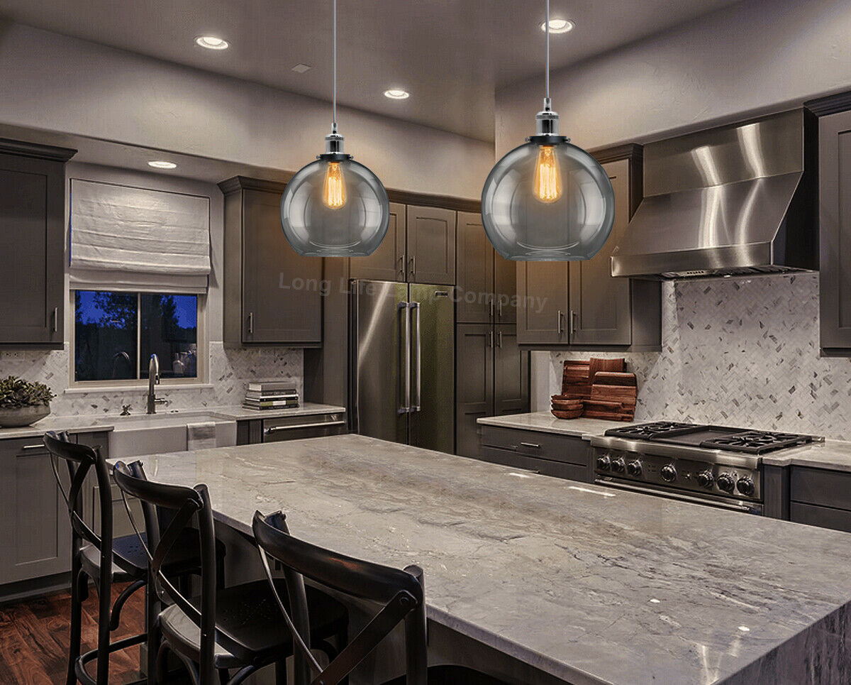 Vintage Smoked Gold Glass Shade Chandelier Pendant Ceiling Home Pub Diner Lights