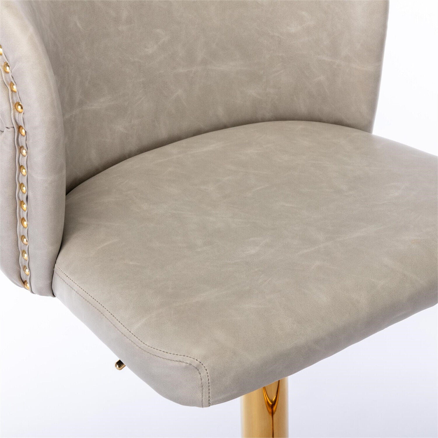 Bar Stools Set of 2 Adjustable Height Swivel PU Leather Pub Bar Chairs Beige