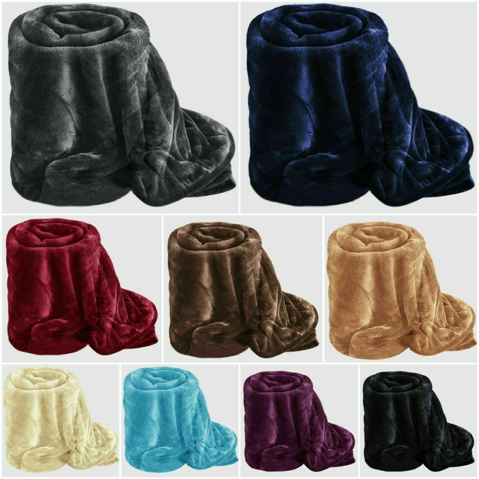 Fleece Blanket Large Sofa Throw Soft Warm Faux Fur Mink Double & King Size