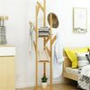Natural Bamboo Coat Rack Stand Clothes Hanger Hat Jacket Bag Umbrella Scarf Hook
