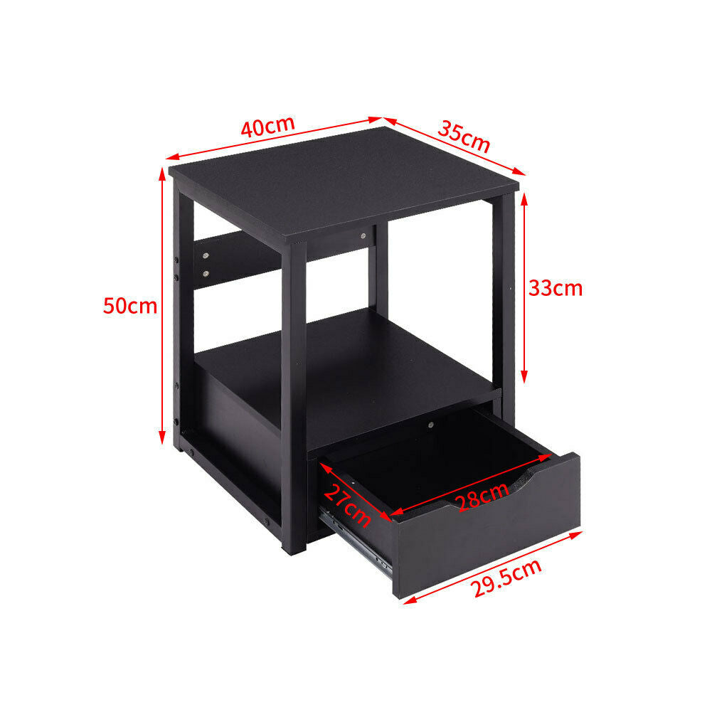 Industrial Bedside Table 1 Drawer Open Shelf Nightstand End Side Cabinet Tables
