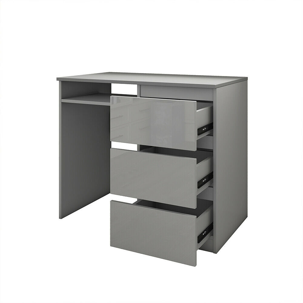 Grey High Gloss Drawer Computer PC Study Home Office Desk Makeup Dressing Table