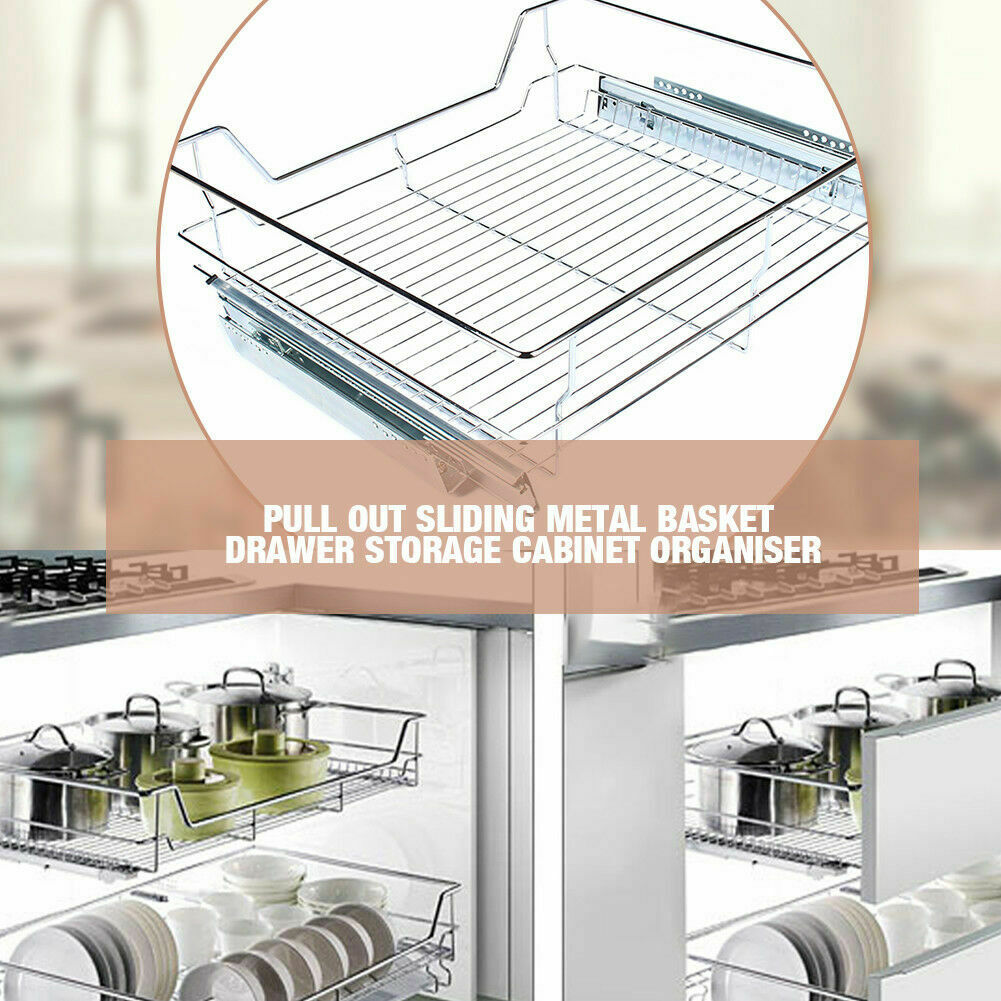 Pull Out Kitchen Baskets Slide Out Storage Basket Cupboard Drawer 350 - 600mm