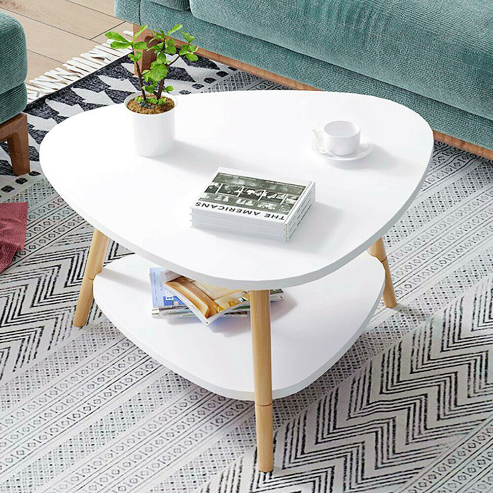 2 Tier Coffee Sofa Side End Table Modern Tea Desk Storage Shelf for Living Room