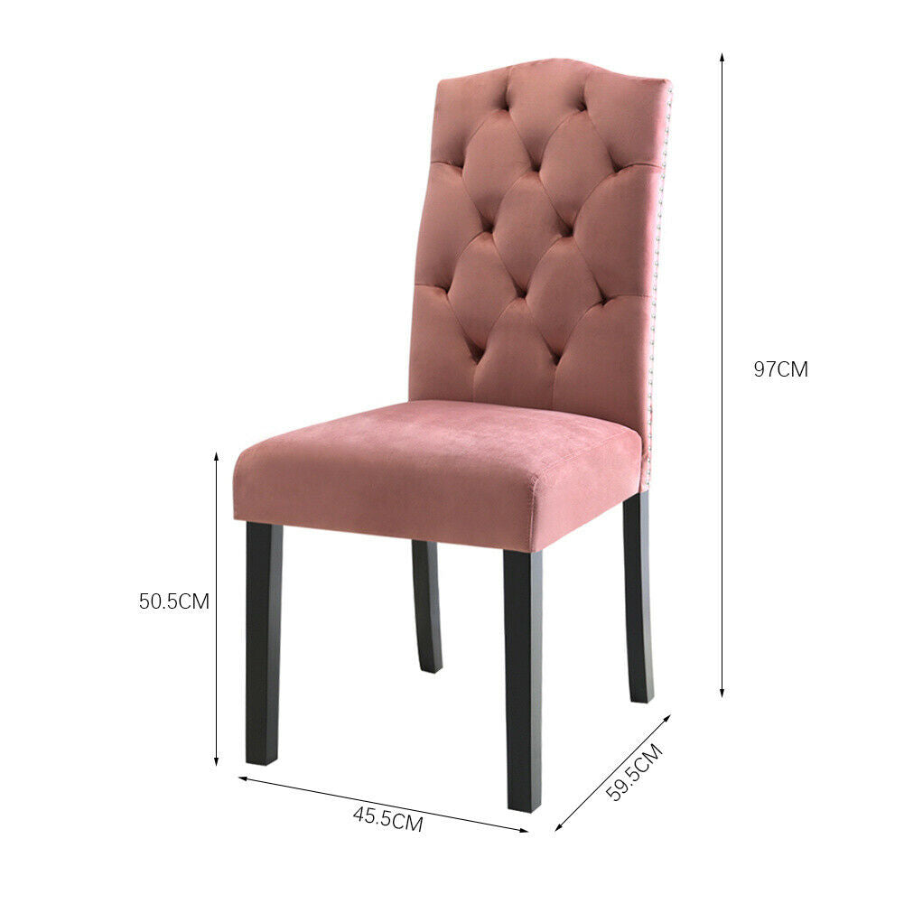 2x Pink Velvet Crown High Back Dining Chairs Kitchen Dining Room Bedroom Chairs