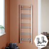 Chrome Towel Rail Radiator Rads Bathroom Heated Straight Ladder Warmer w/ Valves
