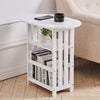 Drop Leaf Table Foldable Magazines Rack Shelf Sofa Side End Storage Stand White