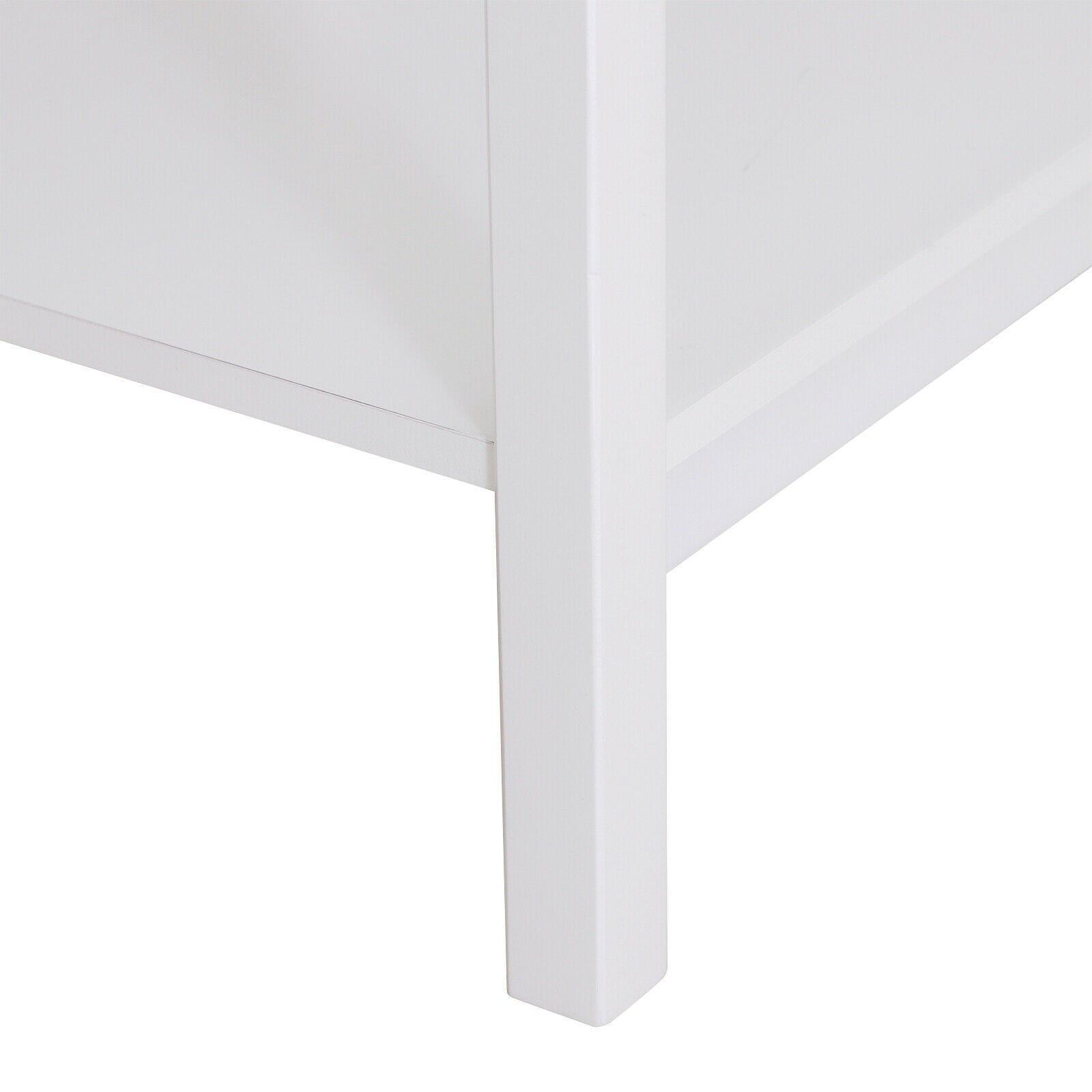 Wooden Bedside Table Cabinet W/ Drawer Shelf Storage End Side White