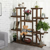 Symmetric Double Shelves Plant Stand 17 Potted Flower Pots Organizer Shelf Rack