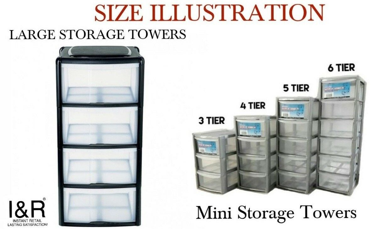 NEW PLASTIC STORAGE TOWER 3 4 5 6 TIER DRAWER OFFICE DESKTOP GARAGE MINI  SMALL