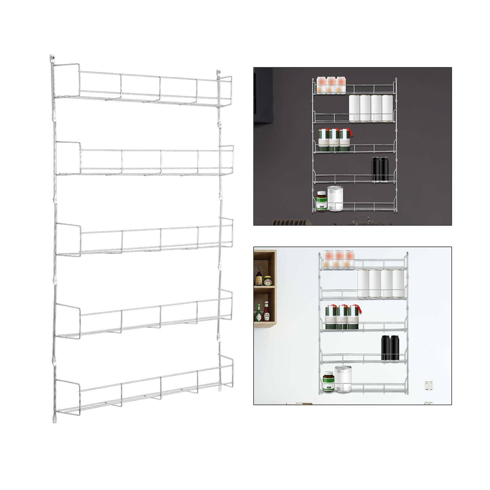 3 5 TIER FOR KITCHEN DOOR CUPBOARD STORAGE WALL SPICE HERB JAR RACK HOLDER