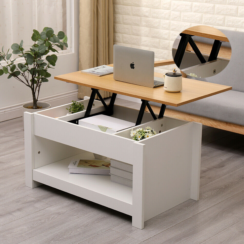 Living Room Lift Up Top Coffee Table with Storage Shelf Different Color Choice