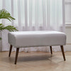 Large Bench Stool Linen Upholstered Wooden Leg Footstool Coffee Table Pouffe