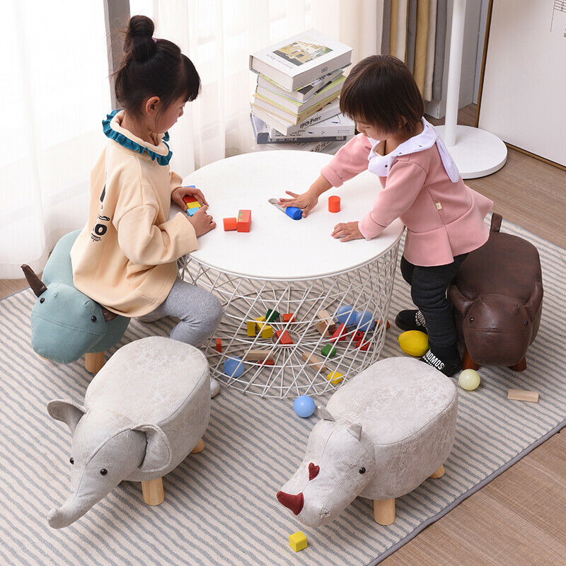 Elephant Animal Ottomans Footstools Padded Cushion Stool Rest Children Toy Gift