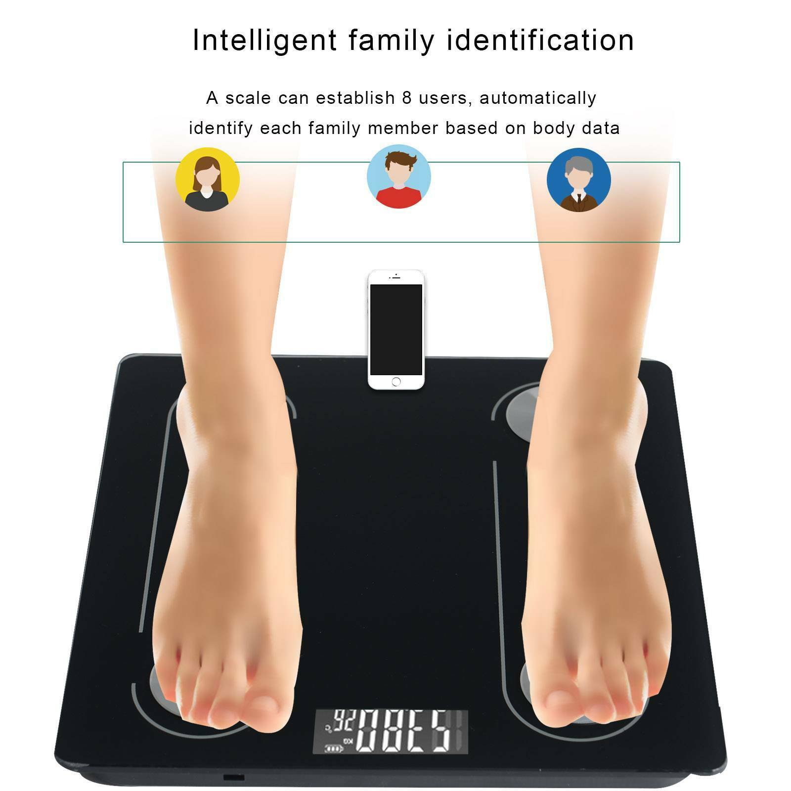 Bluetooth Scale Body Fat Scales BMI Bone Weighing Smart App For iOS Android