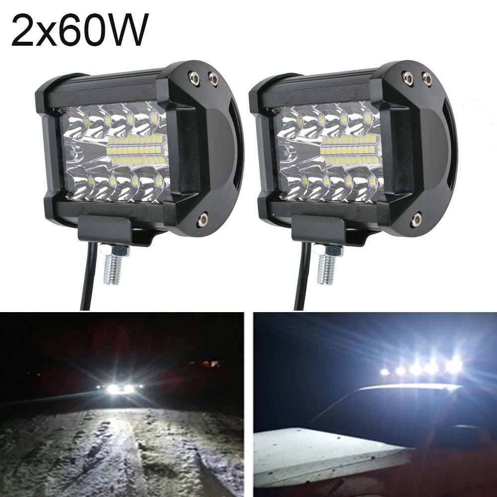 2pcs 4 inch 60W Car 12V 24V LED Work Spot Light Lamp ATV Offroad SUV Truck Boat