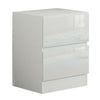 White Bedside Cabinet 2 Drawers. Gloss Fronts Matt Frame. Large Modern Design