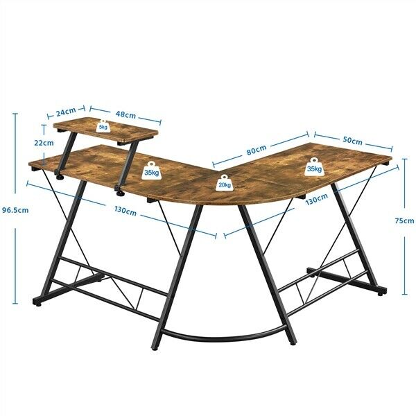 L Shaped Computer Corner Desk PC Table Workstation Home Office Large Study Desk