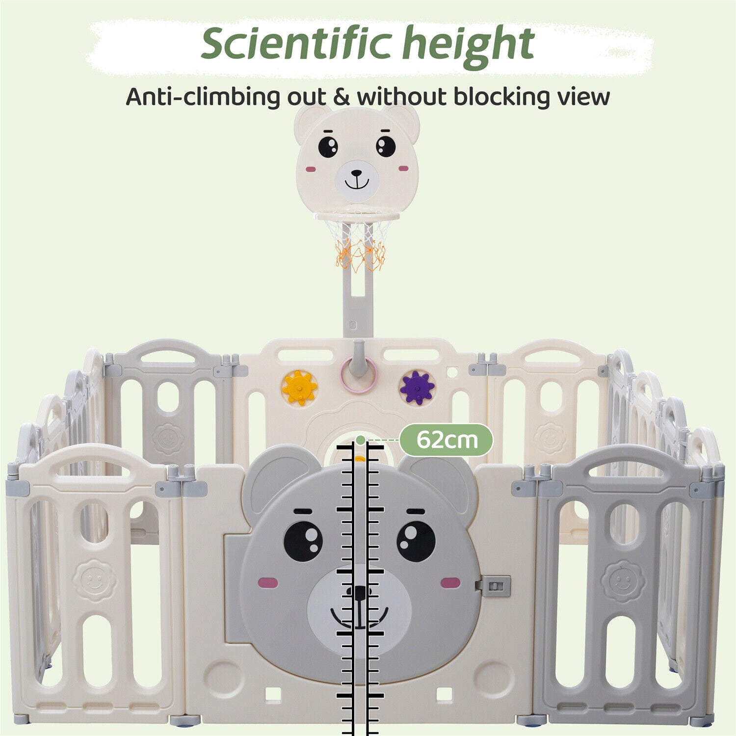 14 Panels Baby Playpen Foldable Kids Safety Activity Center HDPE Yard Fence Grey