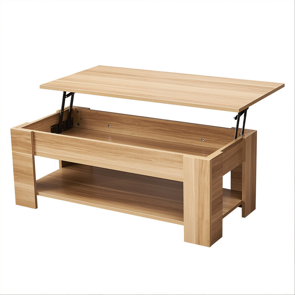 Lift Up Top Coffee Table Wooden Coffee Tea Table with Sliding Top Hidden Storage