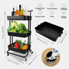 3 Tier Kitchen Trolley Salon Hairdresser Storage Cart Rack Rolling Wheels Black