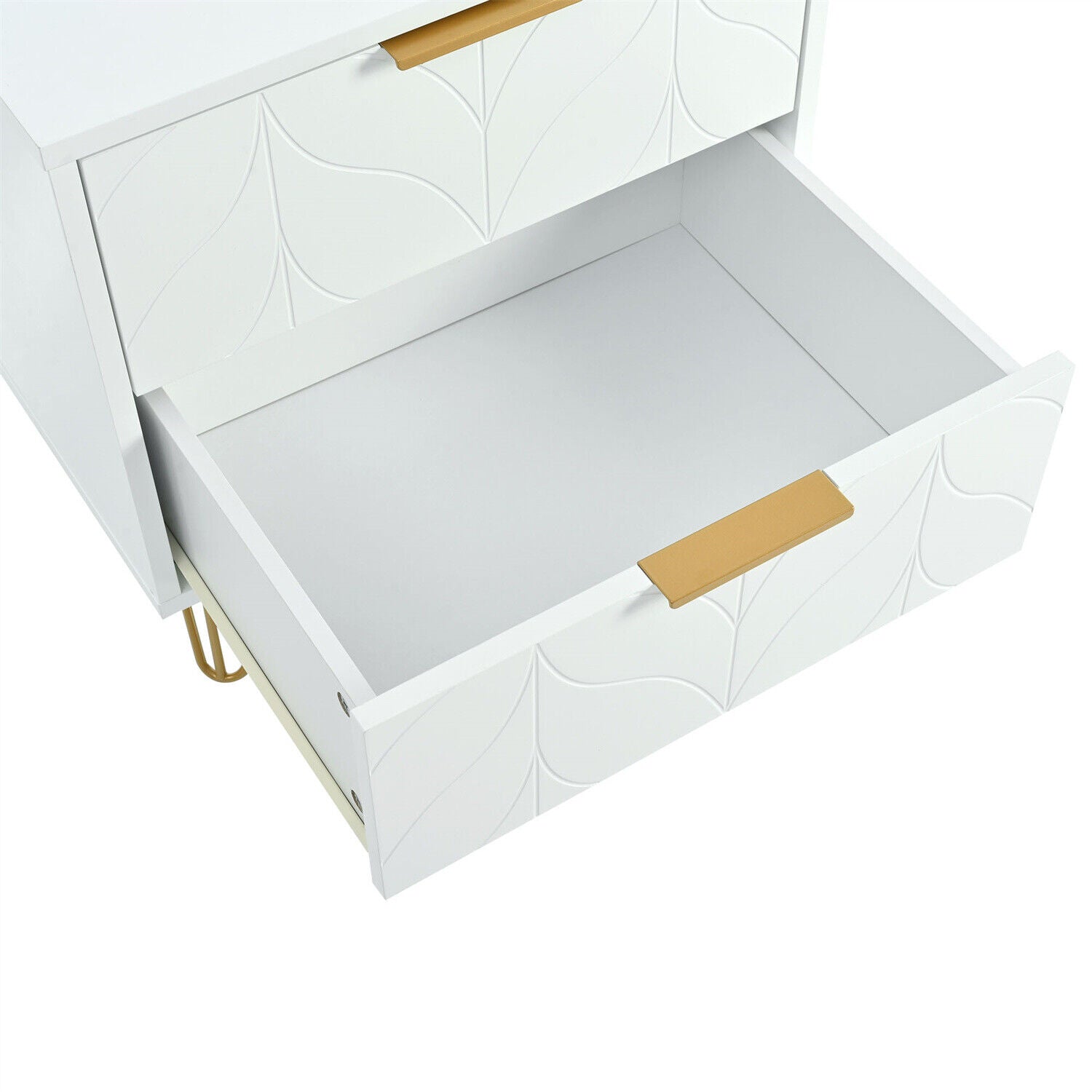 Bedside Cabinet Storage Unit Bedroom Furniture Nightstand w/ 2 Storage Drawer HT