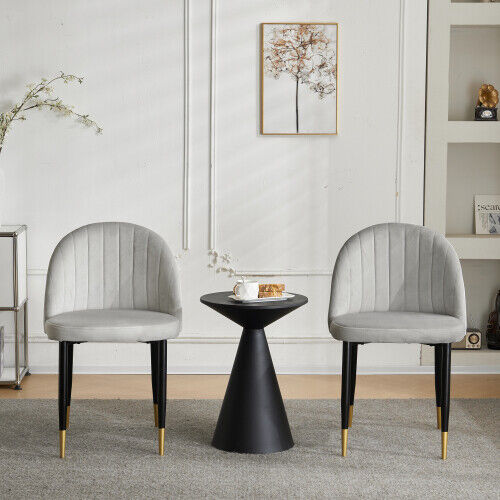 Set of 2 Modern Velvet Dining Chairs Accent Chairs Kitchen Leisure Chairs HT